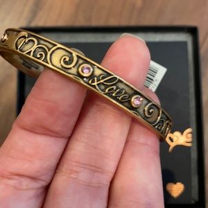 Alex and Ani Love Rose Gold Cuff Swarovski Pink
